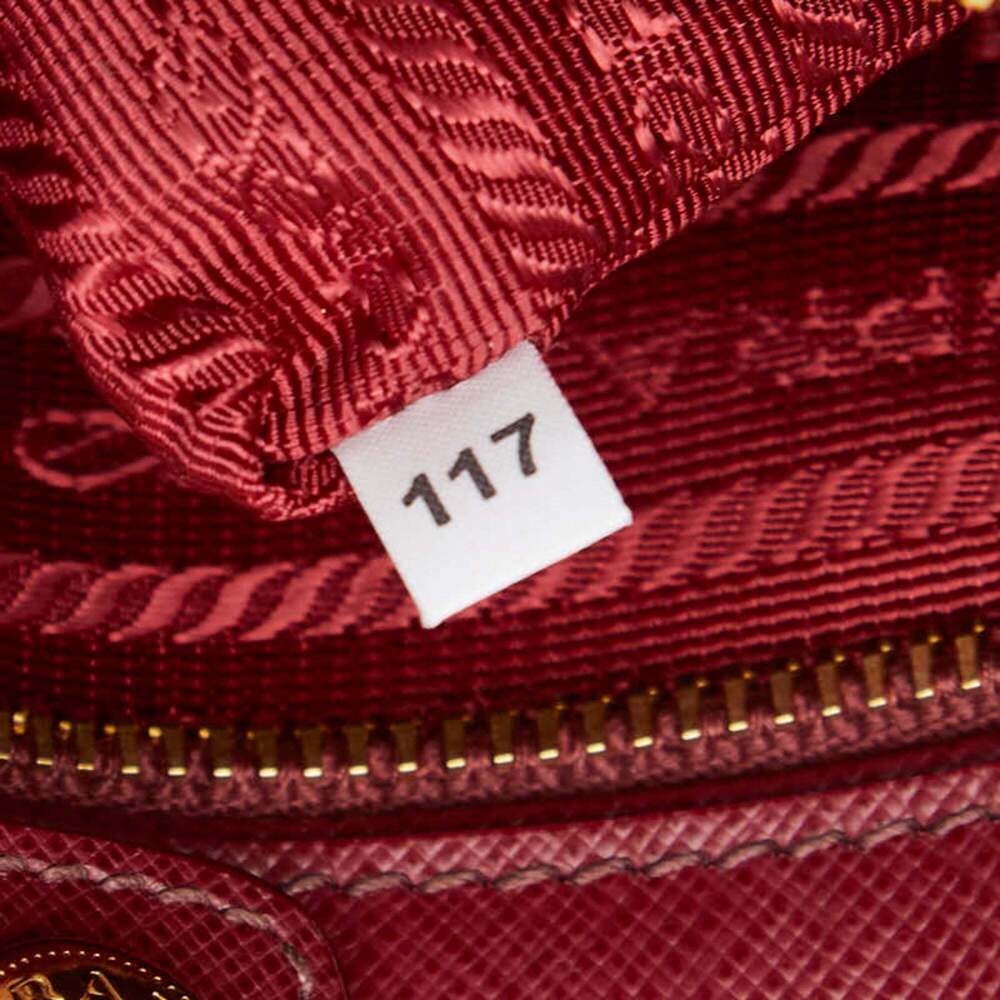 Prada Triangle Logo Plate Handbag/Shoulder Bag, 2-Way, Red Saffiano Leather, ... - Picture 12 of 13